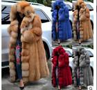 Winter Super Long Faux Fur Women's Solid Coat Loose Warmth Plus Size Hooded Coat