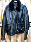 Men's Overland Outfitters leather jacket w/faux fur collar- size L