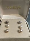 3 Pairs Of Pearl Earrings 14k Solid Gold From Macy’s Fresh Water Pearls 2.25 Gr