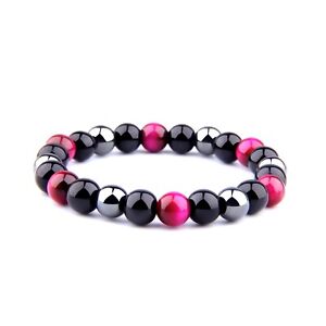 Energy Healing Stretch Bracelet 8mm Triple Protection Natural Stone for MenWomen