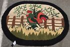 AN AWESOM PRIMITIVE HAND WOVEN AMERICAN HOOKED RUG 3’6” X 4’7”