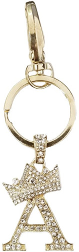 Rhinestone Studded Small A-Z Alphabet Initial Letter Keychain Key Ring Bag Charm
