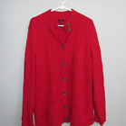 TALBOTS Woman Plus 2X Red Cardigan Sweater Cashmere Blend Cable Knit