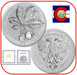 2021 Germania Chestnut Leaf - Mythical Forest - 1 oz Silver Coin in Cap w/ COA