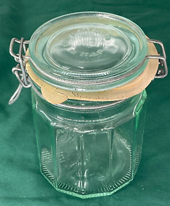 Vintage Aqua Hermetic Locking Jar with Original Hinge & Seal Made in Italy