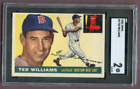 1955 TOPPS #  2 TED WILLIAMS RED SOX SGC 2 GD 496333 (KYCARDS)