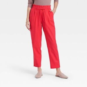 New! Women's High-Rise Tapered Fluid Ankle Pull-On Pants - A New Day Red L