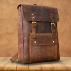 Men's Rustic Handcrafted Genuine Grained Leather Shoulder Rucksack Brown Bag US