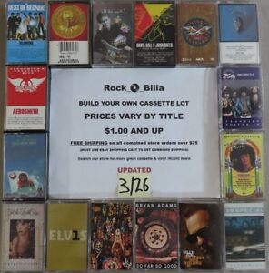 $1 & UP ALL GREATEST HITS CASSETTES BUY $25 GET FREE SHIPPING BUILD YOUR LOT