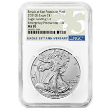 2021 (S) $1 Type 2 American Silver Eagle NGC MS70 Emergency Production ER 35t...