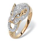 PalmBeach Jewelry Genuine Diamond Accent Panther Ring 18k Gold-plated Silver