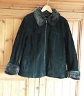 VINTAGE WALLACE SACKS BLACK REAL SUEDE JACKET WITH FUR COLLAR & CUFFS.SIZE 16