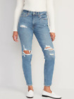 Old Navy High-Waisted OG Straight Ankle  Jeans - Petite 6 - Ripped Medium Wash