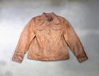 Vintage Gap Leather Trucker Jacket Brown Women XL Snap Button Y2K 2003