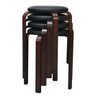 Costway Set of 4 Bentwood Round Stool Stackable Dining Chair w/Padded Seat Black