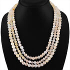 HIGH QUALITY 576.50 CTS NATURAL PINK ROSE QUARTZ 3 LINE ROUND BEADS NECKLACE
