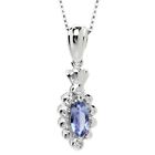 Tanzanite and white Topaz Marquise cut Halo Pendant Sterling Silver with chain
