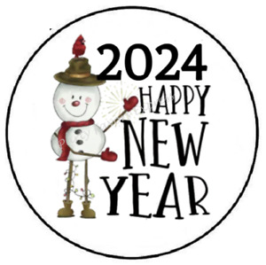 2024 HAPPY NEW YEAR SNOWMAN ENVELOPE SEALS LABELS STICKERS PARTY FAVORS