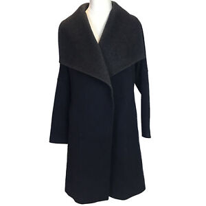 Phase Eight Wool Blend Trench Coat Ladies Navy Sz Small Overcoat Jacket Occasion