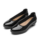 ZURIN Women Metallic Black Pumps Low Heel Comfort Footbed Round Toe Dress Shoes
