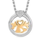 925 Sterling Silver 14K Yellow Gold Plated Mom Pendant Necklace Size 20