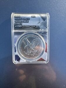 2021 Silver Eagle Type 2 MS70- A First Strike Coin American Flag Core