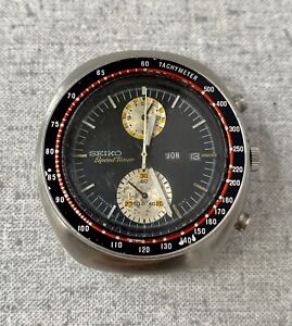 Seiko 6138-0011 Chronograph Automatic Watch UFO Vintage Men's Date Black Dial