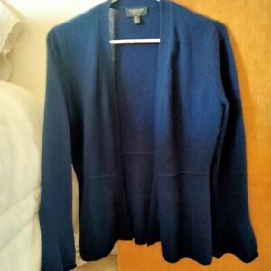 Cashmere Charter Club Luxury Navy Blue Size M  Open front  Cardigan long sleeves