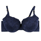 INCREDIBLE by Victoria's Secret Bra Women's Size 36DD Blue Floral Lace Gold EUC