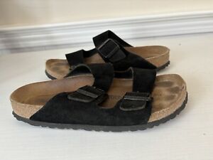 Men’s Birkenstock Black Suede Sandals Shoes Size 41 Arizona
