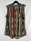 Cocomo Sleeveless Button Up Tunic Top Womens Plus Size 2X Striped Stretch