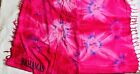 Womens Large Vintage Shawl Sarong Bahamas Pink Tye Dye 44”x64”