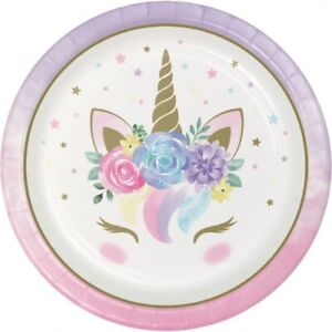Unicorn Baby 9 Inch Paper Plates 8 Pack Floral Unicorn Baby Shower Decoration