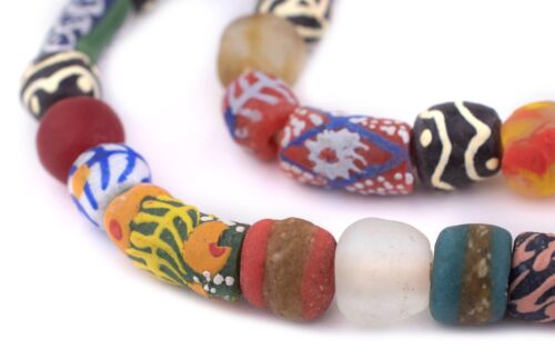 House Medley Krobo Beads 12mm Ghana African Multicolor Mixed Glass Large Hole