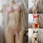 ​Mens Bra Sissy Daily Pouch Thongs Lingerie Panties Set Sexy Sheer Top