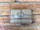 FOSSIL Vintage Maddox Trifold Taupe Tan Genuine Leather Wallet Keyhole 5.5