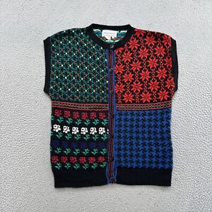 Vintage Kenneth Roberts Nordic Fair Isle Cardigan Sweater Vest Adult Size Medium