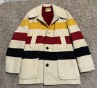 Rare Vintage LL Bean Hudson Bay Blanket Striped Wool Coat Jacket 38 (Sm-Med?)