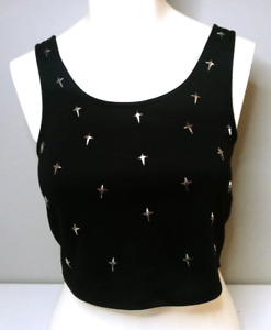 BLACK TANK TOP SILVER METAL STUDS SIZE SMALL STUDDED BY BODY CENTRAL SALE