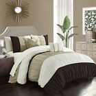 Lux-Bed LLC Faye 9 or 7 Piece Comforter Ruched Color Block Bed In A Bag