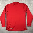 Under Armour Cold Gear Shirt Mens Medium Red Mock Neck Compression Thermal