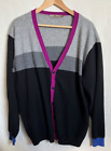 Raffi black cashmere cardigan with color contrasts, XXL