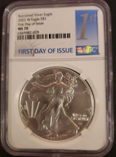 New Listing2022 W NGC BURNISHED MS70 FIRST DAY OF ISSUE SILVER EAGLE BIG BLUE 