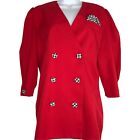Vintage 80s Blazer Dress Womens SZ 12 Checkered Buttons Red USA Made
