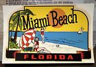 Original Vintage MIAMI BEACH Florida TRAVEL Water DECAL beach pinup ocean sail