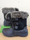 Khombu Womens Winter Snow Boots  SZ 11 M Waterproof Black Gray Fur 1056065 SLOPE