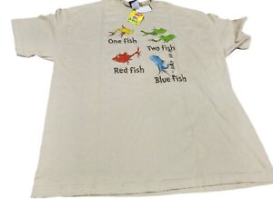NWT new Vintage 2001 Dr Seuss One Fish Two Fish Red Fish Blue Fish T Shirt MED