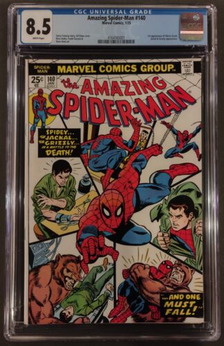 AMAZING SPIDER-MAN #140 CGC 8.5 WHITE PAGES MARVEL COMICS 1975 JACKAL & GRIZZLY