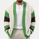 2023 Men's Kint Cardigan Sweater Top Long Sleeve Green Casual Thick Jacket New