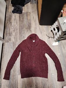 Men's merona cable knit cardigan burgundy size small
